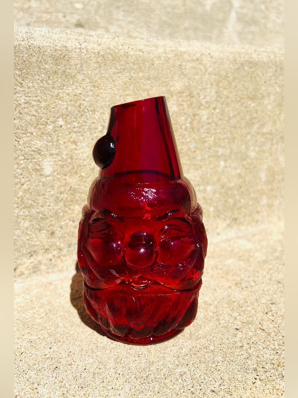 Fenton Santa Claus Amberina Glass Fairy Lamp - 1970s